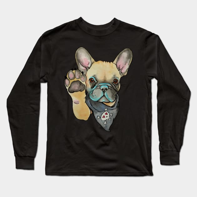 High Five French Bulldog Fawn Long Sleeve T-Shirt by Noewi